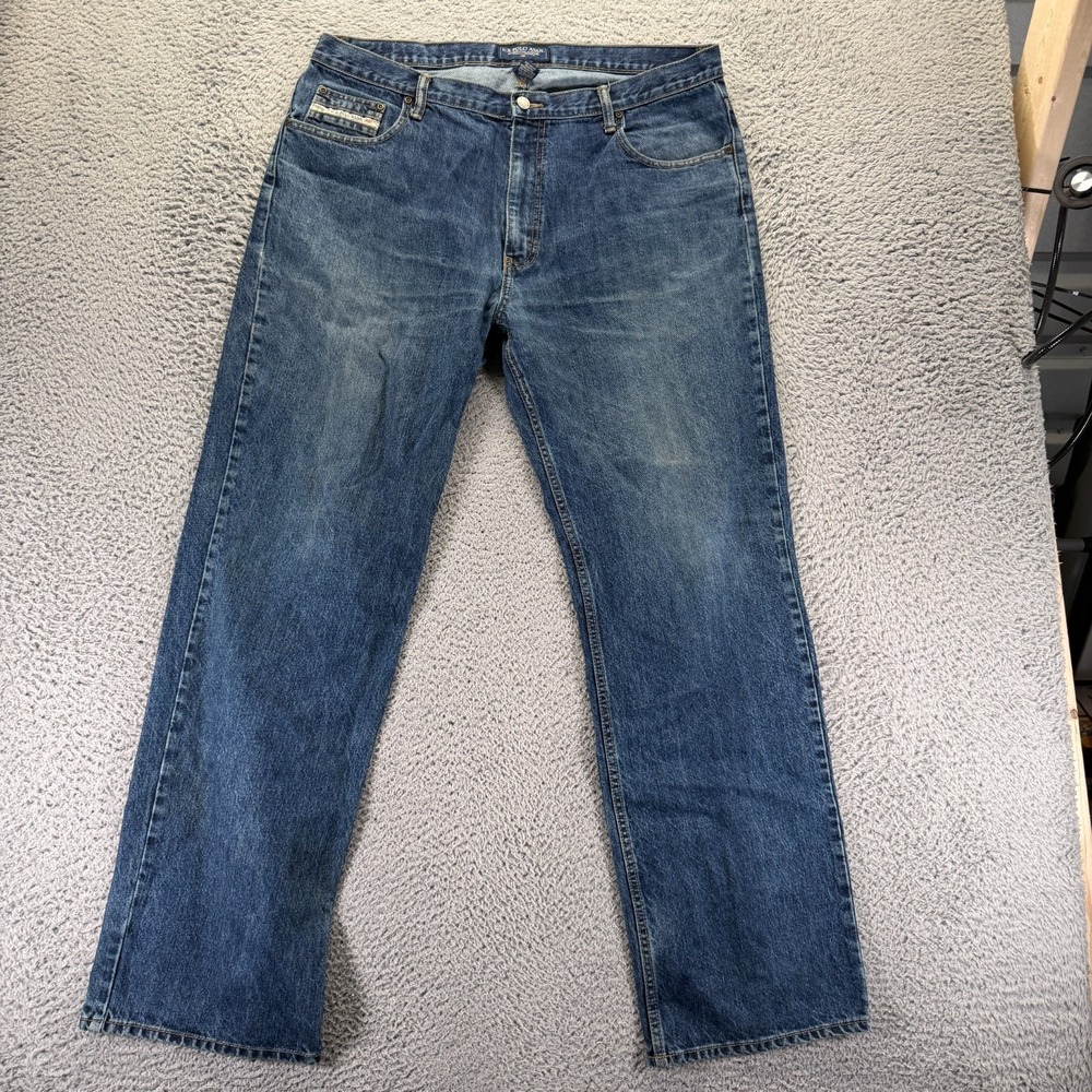 US Polo Assn. Jeans‎ Mens 38x34 Blue Cotton Denim Straight Faded Travel Workwear